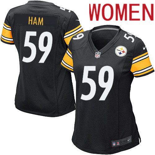Women Pittsburgh Steelers 59 Jack Ham Nike Black Game Player NFL Jersey